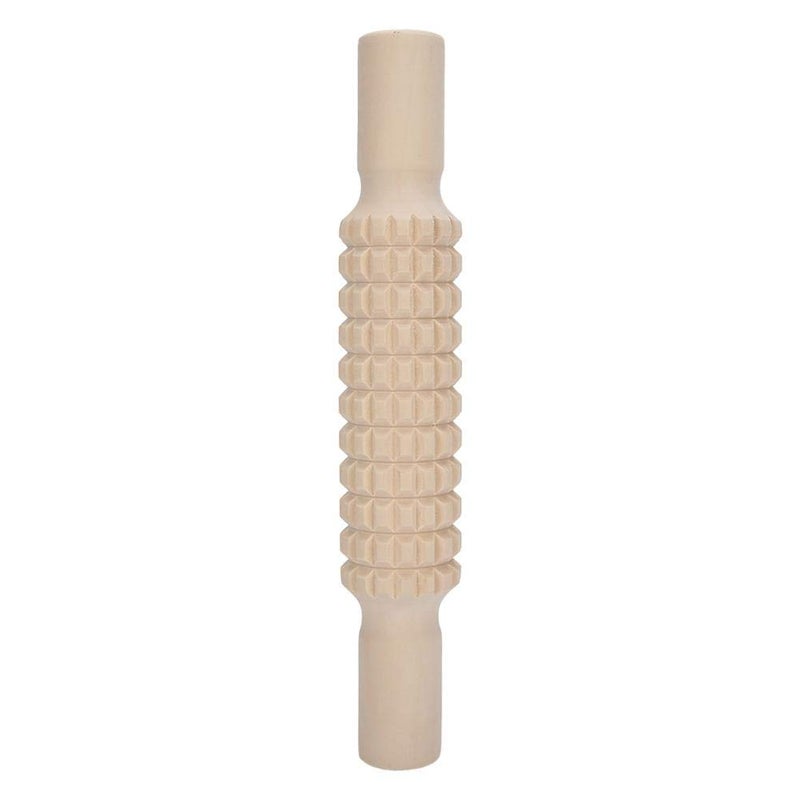 TOPINCN Clay Roller Wooden Solid Clay Rolling Pin Pottery Modeling Tools Dough Roller Baking Pastry Cake Pizza Roller (Lattice Type) - Image 1